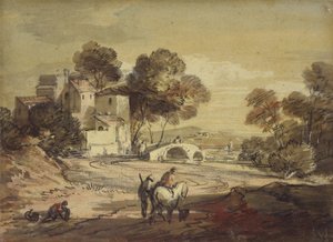 Italianate Landscape with Travellers on a Winding Road, 1775-1779